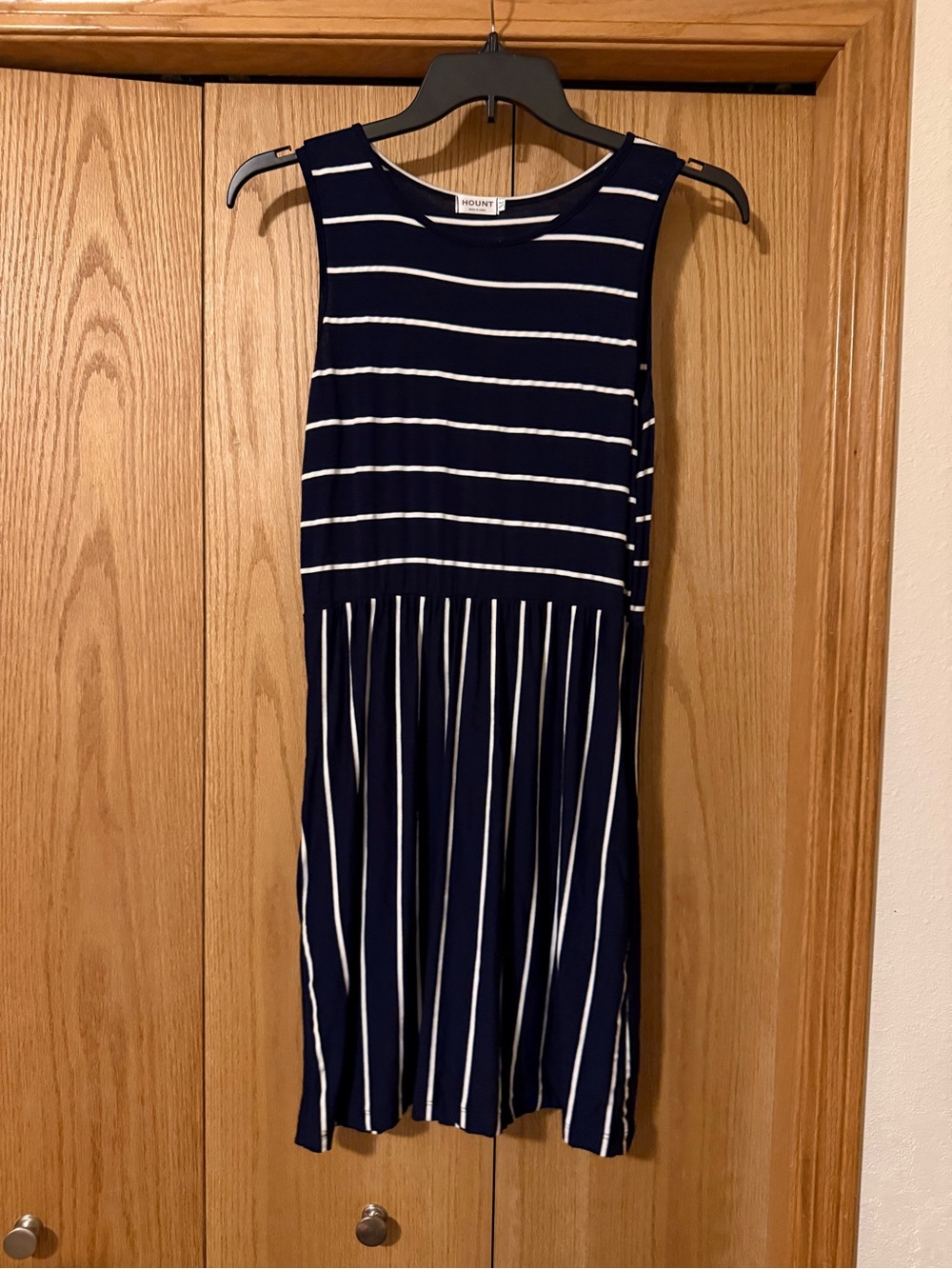 Navy and White Striped Sleeveless Casual Dress by Hount‎ Summer Sundress